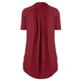 thumbnail image 3 of Fesfesfes Plus Size Shirts for Women Casual Lace Patchwork Solid Color Short Sleeves Blouse V-Neck Henley Neck Tees Shirts Buttons Down Tops, 3 of 3
