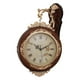 thumbnail image 2 of Reloj de pared de doble cara, reloj decorativo redondo silencioso para sala de estar, dormitorio, Marrón, 2 of 9