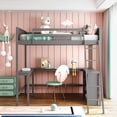 thumbnail image 2 of Harper & Bright Designs Twin Size Loft Bed with Desk, Wooden Loft Bed Frame with Ladder & Shelves (Twin Loft with Ladder, Gray), 2 of 8
