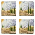 thumbnail image 1 of Italian Coaster Set of 4, Van Gogh Style Italy Valley Rural Fields European Scenery Painting Print, Square Hardboard Gloss Coasters, Standard Size, Multicolor, by Ambesonne, 1 of 2
