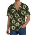 thumbnail image 3 of Wukai Sunflowers Men's Casual Short-Sleeve Button Down Shirt - Lightweight Summer Dress Shirt for Daily Wear-Large, 3 of 7
