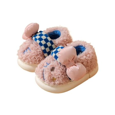 

Ferndule Children Animal Slippers Cartoon Fuzzy Slipper Bow Indoor Shoe Comfort Warm Lined House Shoes Walking Fluffy Slides Round Toe Non-slip Cat Pink 13C-1Y