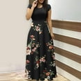 thumbnail image 1 of SMihono Robe Maxi Bohème d'Été pour Femmes Grande Taille Robe d'Été Colorée à Imprimé Floral pour Femmes Robes à Manches Courtes Robe Maxi Décontractée de Plage Robe Évasée de Plage, 1 of 6