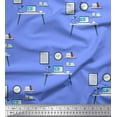 thumbnail image 1 of Soimoi Blue Cotton Voile Fabric Monitor,Books & Study Table Education Theme Decor Fabric Printed Yard 42 Inch Wide, 1 of 1