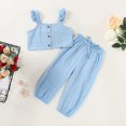 thumbnail image 3 of Baby Girls Set Sleeveless Ruffle Button Cropped Vest Elastic Drawstring Waistband Tracksuits, 3 of 8