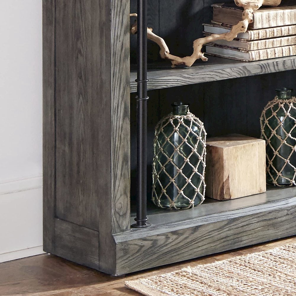 Avondale 8' Tall Bookcase Wall With Ladder Storage Organizer Display Gray