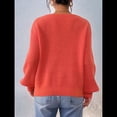 thumbnail image 4 of Suéter Holgado de Otoño con Cuello en V y Mangas Largas Tipo Farol para Mujer, Bordado de Flores. Naranja L, 4 of 10