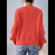 thumbnail image 4 of Suéter Holgado de Otoño con Cuello en V y Mangas Largas Tipo Farol para Mujer, Bordado de Flores. Naranja M, 4 of 10