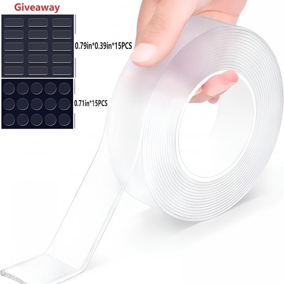 ICERUN Double Sided Tape Heavy Duty,Extra Large Nano Double Sided Adhesive Tape,Clear Mounting Tape Picture Hanging Adhesive Strips,Removable Wall Tape Sticky Poster Tape Decor Carpet Tape (9.85FT)