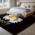 thumbnail image 5 of Area Rug 72×108in, Love Daisy Flower Floor Carpet Living Room Rug, Country Floral Black and White Non-Slip Welcome Mat Indoor Rugs for Bedroom Dining Room, 5 of 9