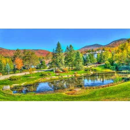 Laminated Poster Fall Stowe Pond Vermont Foliage Reflection Autumn Poster Print 11 x