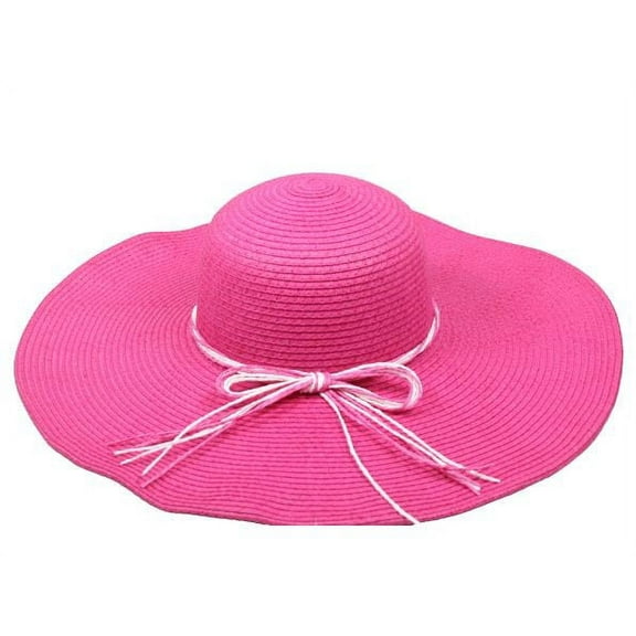 Womens Hot Pink 5 inch Brim Floppy Straw Hat Summer Fashion Outdoor