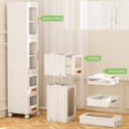 thumbnail image 3 of Gijjgole 4-Tier Tall Narrow Storage Cabinet with Movable Wheels, Slim Tall Bathroom Storage Cabinet with Doors and Drawers, Foldable Plastic Organizer for Small Spaces, Bathroom, Kitchen, Laundry, 3 of 8