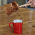 thumbnail image 3 of Turkish Coffee Pot Milk Jug with Wooden Handle Kitchen Coffee Heating Pot Copper Aluminium, 350ml for Home Espresso,1*Coffee Pot, 3 of 9