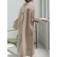 thumbnail image 5 of ZANZEA Women Kaftan Plain Full Sleeve Lapel Bohemian Holiday Long Shirt Dress, 5 of 5