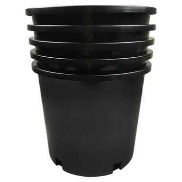 Calipots 5-Pack 5 Gallon Premium Black Plastic Nursery Plant Container Garden Planter Pots (5 Gallon)