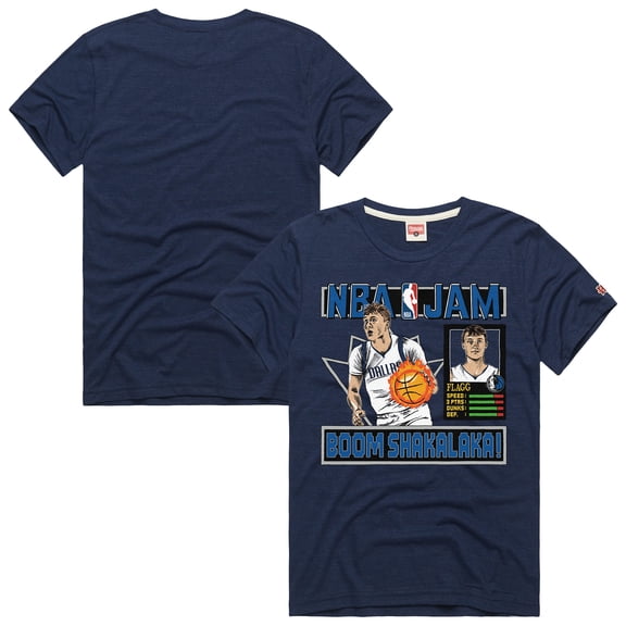 Unisex Homage Cooper Flagg Navy Dallas Mavericks NBA Jam Tri-Blend T-Shirt