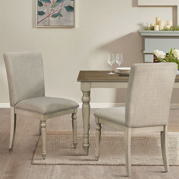 Pinovk Upholstered Dining Chair with Turned Wood Legs Set of 2