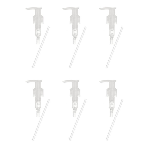6 Pcs Soap Dispenser Pump Heads Soap Dispensers Top Pumps Replacement Switch Pumphead for Standard 24/424 Neck Size Lotion Shampoo Bottle, Transparent