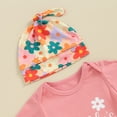 thumbnail image 4 of Bagilaanoe 3pcs Newborn Summer Outfits Baby Girl Pants Set Letter Short Sleeve Romper Tops + Floral Leggings + Hat 3M 6M 12M 18M Infant Casual Clothes, 4 of 7
