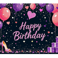 thumbnail image 3 of Happy Birthday Banner with Balloons Hearts Champagne High Heels and Gifts Background Backdrop Party Decoration Supplies for Birthday Party Photography Props and Event Decorations, 3 of 7