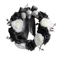 thumbnail image 1 of 40cm Halloween Wreath Simulation Rose Skull Wreath Hanging Decoration for Party, 1 of 3