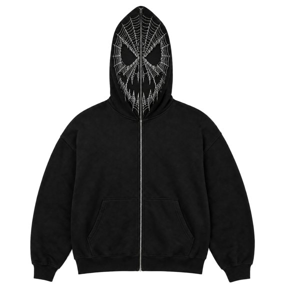 Stralyhd Halloween Hoodies Halloween Party Sweatshirt Festival Gathering Hoodies Terrifying Grimace Patterns Hooded Sweatshirt Deep Red XL