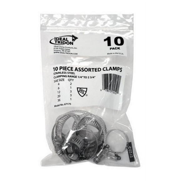 Ideal Tridon 671755A Assortiment de Pinces à Tuyau en Acier Inoxydable 0.21 Po