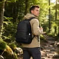 thumbnail image 5 of Waterproof Foldable Backpack 16.5 in, Lightweight Nylon Packable Travel Backpack with Zipper Pocket and Bottle Holders for Hiking Gym Vacation Travel and Carry On Use (Black), 5 of 5