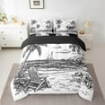 thumbnail image 2 of Erosebridal Palm Tree Bed in a Bag Full size,Black White Bed Set,Ocean Beach Decor,Reversible,7pcs, 2 of 5