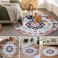 thumbnail image 5 of Round Rugs 8Ft, Orange Vintage Boho Round Area Rug Washable Indoor Throw Carpet, Southwestern Art Ethnic Large Non Slip Circle Rug for Kids Room RV Home Decor Aesthetic, 5 of 8