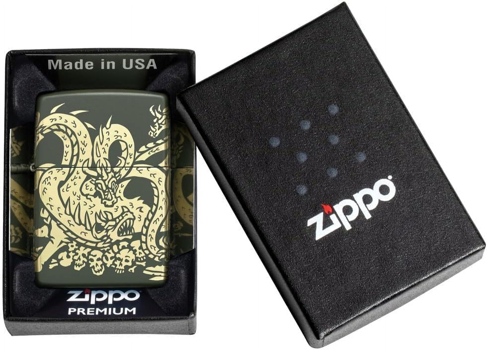 Zippo Lighter - Personalized Customize Message Engrave on Backside for Dragon (Dragon Design 48907)