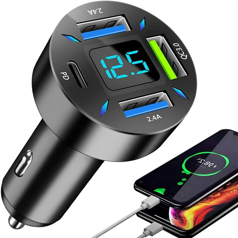 Booth Tooth Speakers with Stand USB Car Quick Charger QC3.0 Adapter 66W  Fast Charging Adapter For Lighter 4 Port USB PD QC 3.0 Car Charger LED  Digital