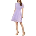 thumbnail image 5 of INSPIRE CHIC Women's Flowy Lace Insert Casual Fit and Flare Dresses Purple S, 5 of 6
