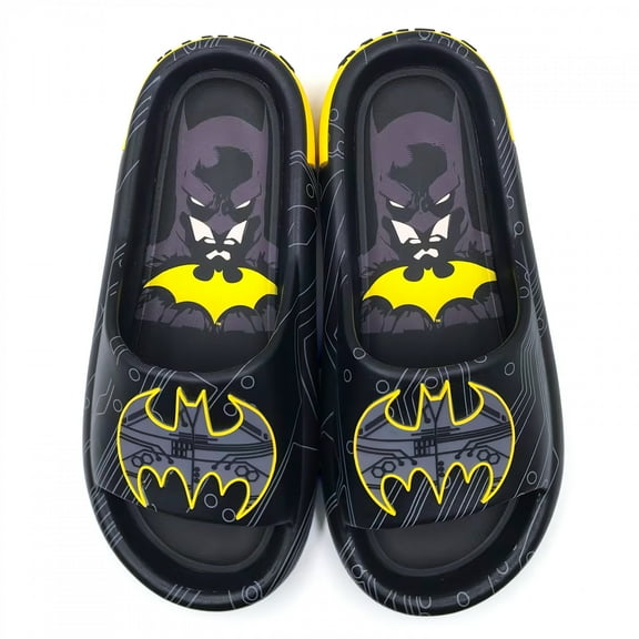 Batman 891286-size12 Bat Signal Mens Cloud Comfort Foam Slide Sandals - Size 12