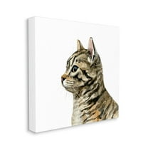 Watercolor Cat Portrait Kitten House Pet Minimal Animals & Insects Gallery-Wrapped Canvas Print Wall Art, 17x17