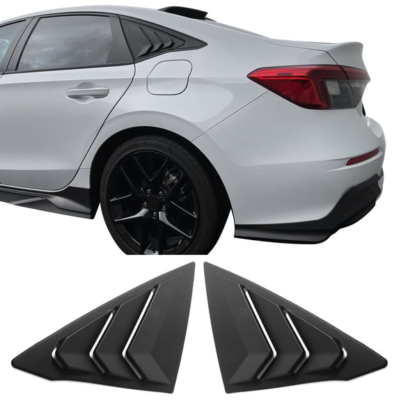 Ikon Motorsports Side Window Louver Compatible With 2022-2026 Honda Civic 11th Gen 4-Door Sedan Matte Black ABS Plastic Side Vent Window Scoop Louver Cover Trim Pair
