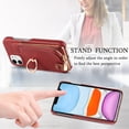 thumbnail image 3 of Compatible for iPhone 11 Zipper Wallet Case with Card Holder, Rotation Ring [Two-Way Kickstand], PU Leather Card Slots RFID Blocking Protection Shockproof Purse Case, Red, 3 of 10