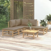 vidaXL 6 Piece Patio Lounge Set with Taupe Cushions Bamboo