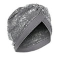 thumbnail image 2 of IROINNID Women's Solid Sequins India Muslim Ruffle Head Scarf Head-wear Wraps Turbans Beanie Cap Head-wraps,Silver, 2 of 2