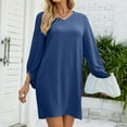 thumbnail image 4 of SWSMCLT Women's Fashion Loose Spring Casual Short Dress Summer Sundress Fitted Elegant 3/4 Sleeve Dresses Navy Small, 4 of 4