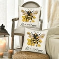 thumbnail image 2 of Summer Bee Pillow Covers 18x18 Inch Bee Happy Throw Pillow Covers Farmhouse Sunflowers Honey Bee Decorative Pillowcase Linen Cushion Cover for Home Couch Sofa Patio Bedroom Livingroom Set of 2, 2 of 5