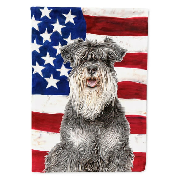 Carolines Treasures KJ1157CHF USA American Flag with Schnauzer House Flag House Size multicolor