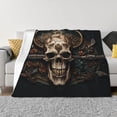 thumbnail image 3 of Throw Blanket for Couch, Metal Style Horned Skull Super Soft Fuzzy Comfy Warm Throw Blanket, Cuteness Lightweight Cozy Plush Flannel Blanket & Throws for Sofa and Bed All Season, 3 of 5