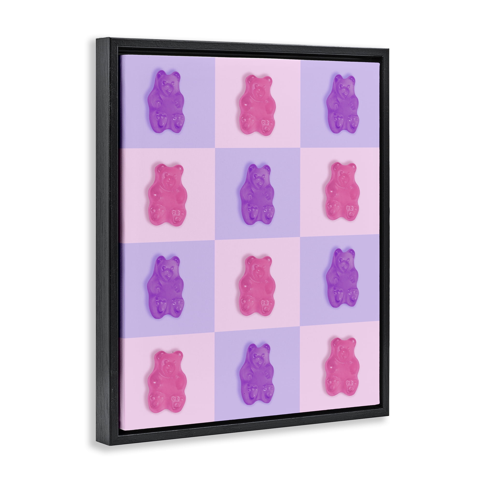 Stupell Industries Pink & Lilac Candy Bears Black Framed Floater Canvas Wall Art, design by LISH Creative
