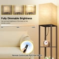 thumbnail image 4 of OUTON  Floor Lamp with Shelves, 3 Color Temperature with Linenshade, Dimmable with Remote & Pull Chain Switch Control for Living Room, Bedroom, Walnut, 4 of 11