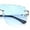 Silver - Blue, variant on Large Luxury Petal Bevel Rimless Curved Top Gangster Shade Sunglasses [Gold - Smoke]