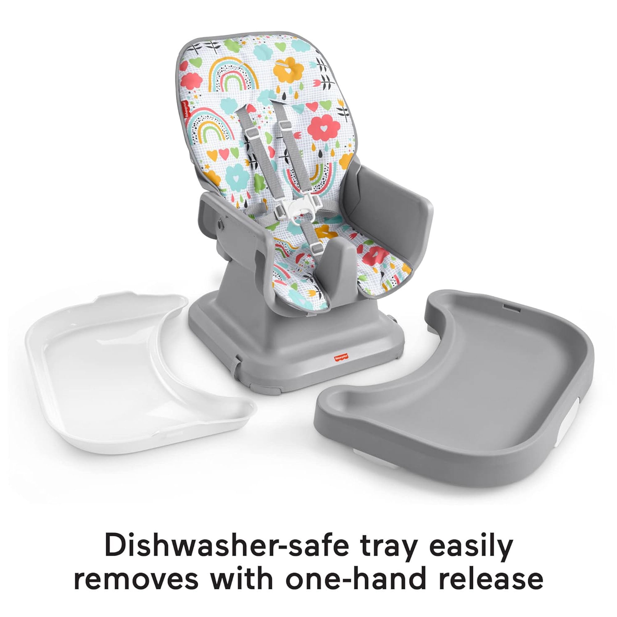 Fisher-Price SpaceSaver Simple Clean High Chair with Wraparound Deep-Dish Tray, Removable Tray Liner, 3 Recline Positions