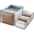 thumbnail image 1 of Jeans Compartment Storage Box, Wardrobe Clothes Organizer, 7 Grids Foldable Closet Drawer Organizer, Washable Clothes Drawer Mesh Separation Box for Bedroom, 1 of 7