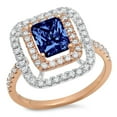 thumbnail image 2 of 2.62 ct Emerald Cut Simulated Tanzanite Halo Engagement Ring for Women in 14K Rose/White Gold, 2 of 2